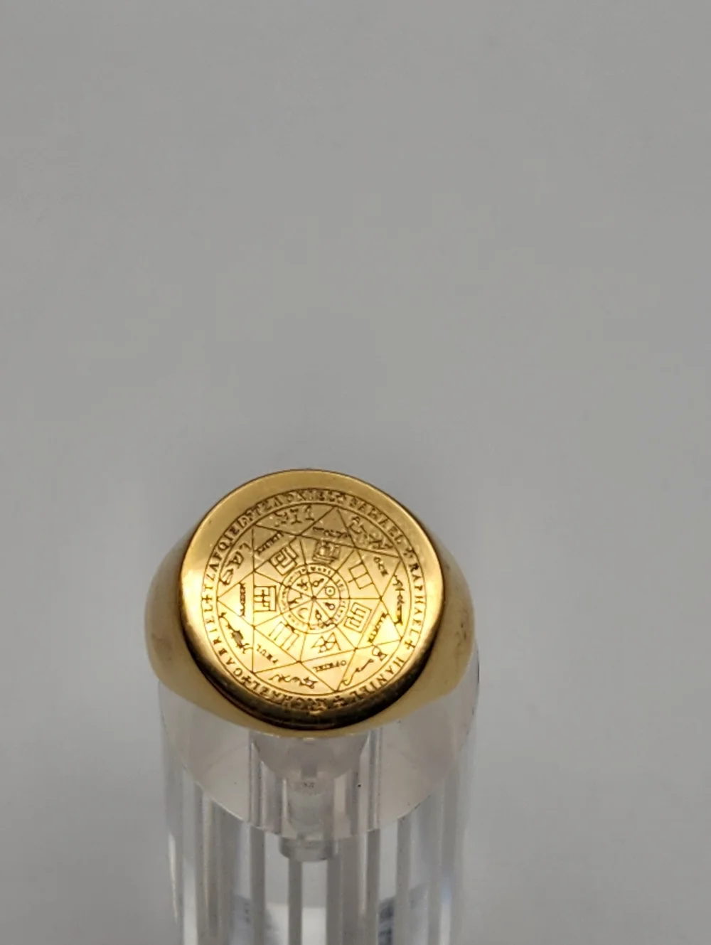 Gold Tone Seven Archangels Seal Signet Ring (10.5)